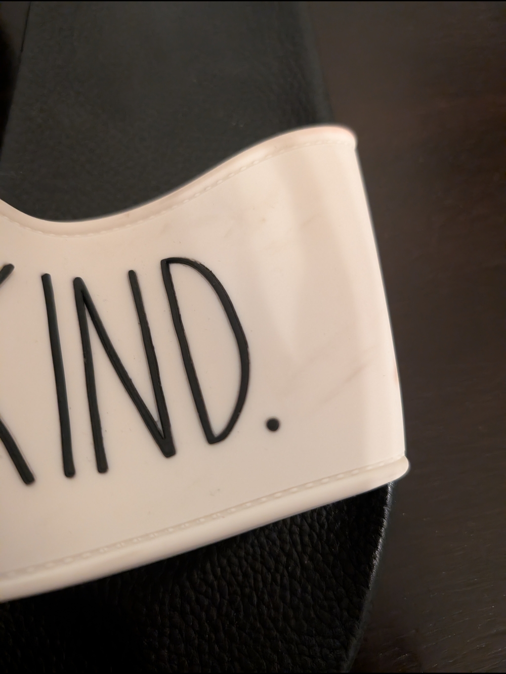 Rae Dunn 'Choose Kind' Black Slide Sandals - Picture 2 of 4